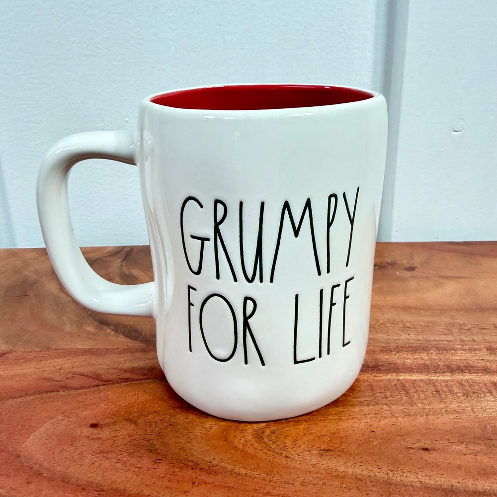 Rae Dunn Disney Snow White Seven Dwarfs Mug Grumpy-Grumpy For life Red Interior